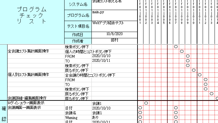 結合試験項目書